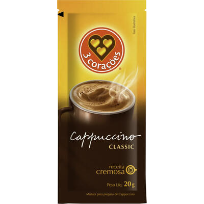 Cappuccino 3 Corações Clássico Solúvel Sachet 20g