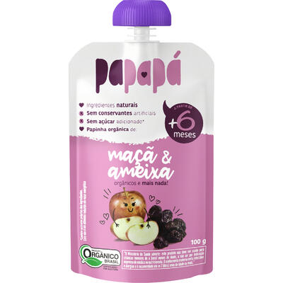 Alimento Papapá Maçã e Ameixa +6 Meses Orgânico Sachet 100g
