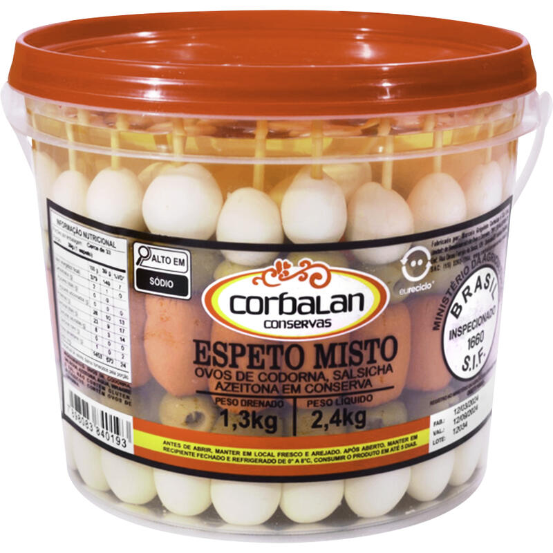 Ovo Codorna Corbalan Espeto Misto 1,3kg