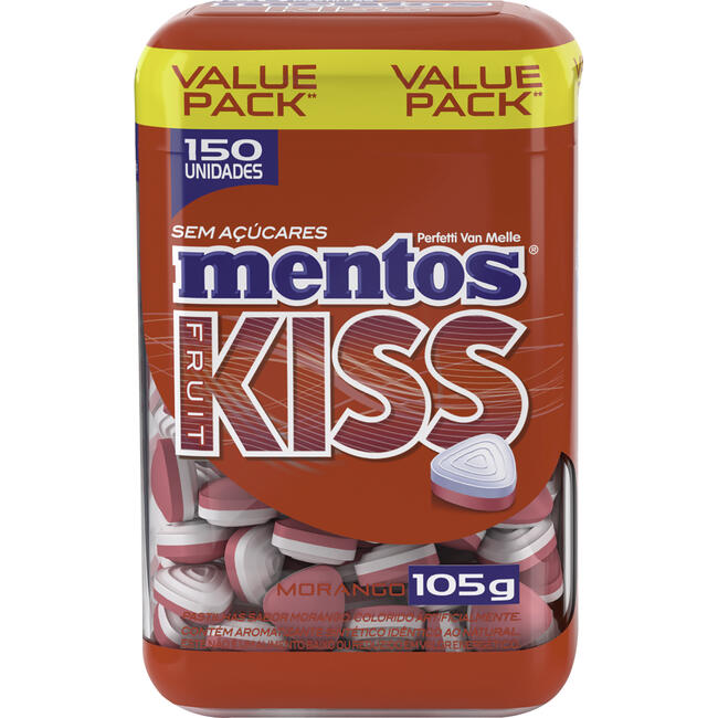 Bala Mentos Kiss Morango 105g