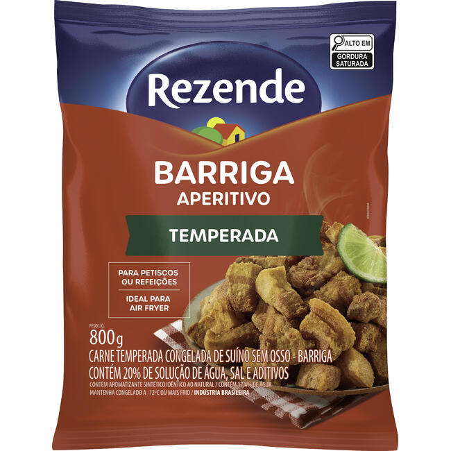Barriga Suína Temperada Congelada Aperitivo 800g