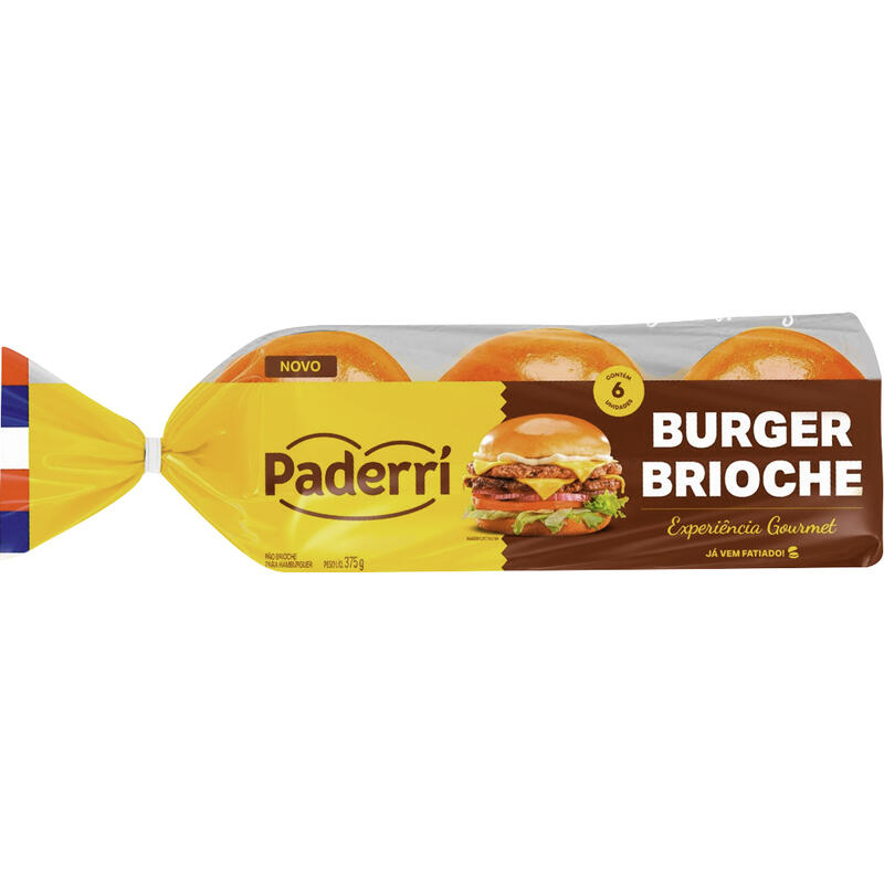 Pão de Hambúrguer Paderrí Brioche 375g