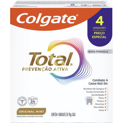 Creme Dental Colgate Total Original Mint 4x90g
