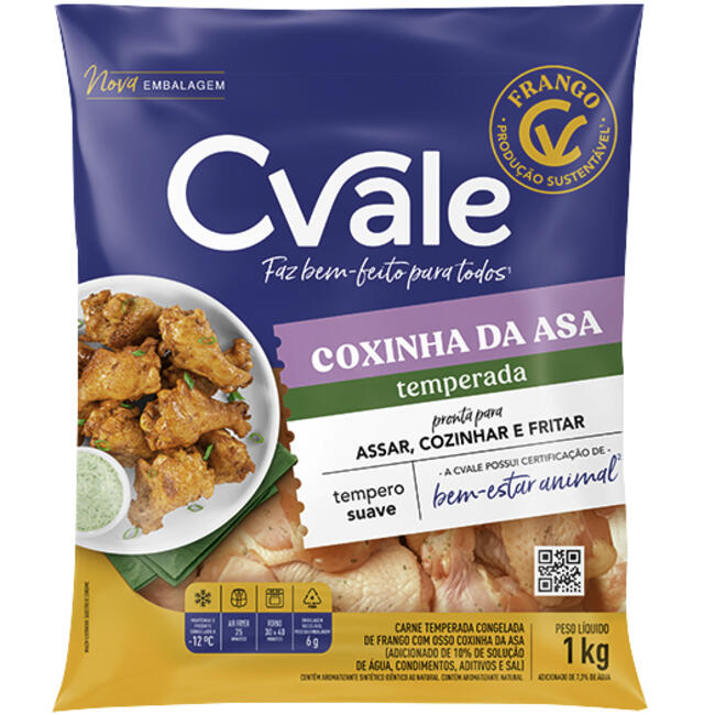 Coxinha da Asa de Frango C.Vale Cong Temperada 1kg