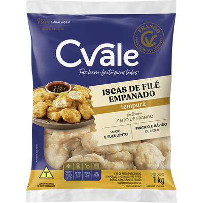Iscas de Filé de Frango C.Vale Empanado Tempurá 1kg