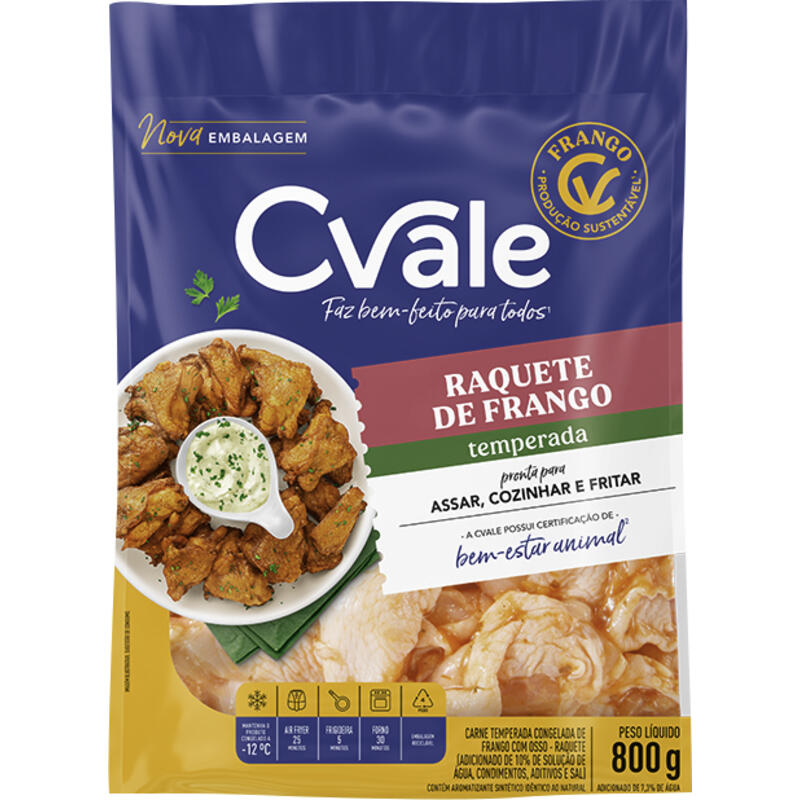 Raquete de Frango C. Vale Temperado Congelado 800g
