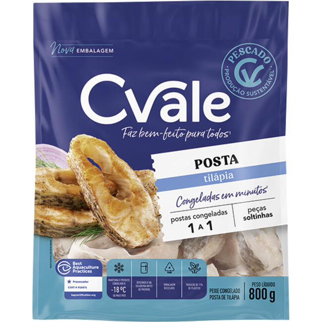Peixe Posta de Tilápia C. Vale Congelado 800g
