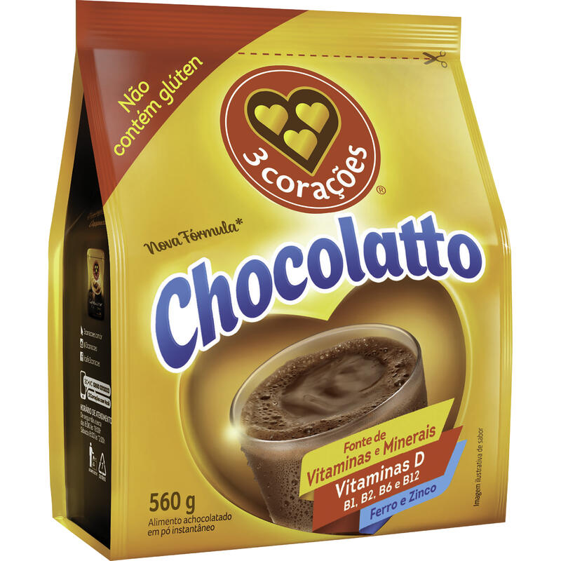 Achocolatado em Pó 3 Corações Chocolatto 560g