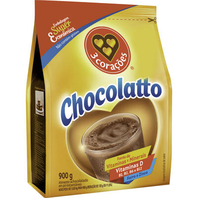 Achocolatado em Pó 3 Corações Chocolatto 900g