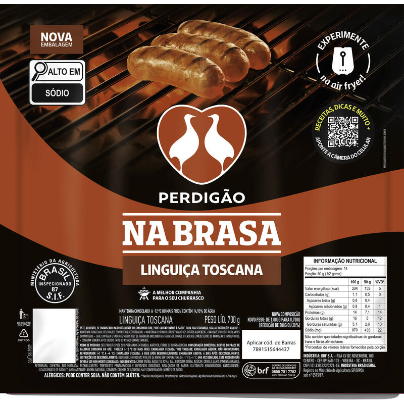 Linguiça Perdigao Toscana na Brasa 700g