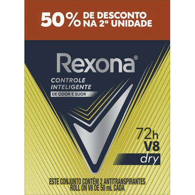 Desodorante Roll-On Rexona V8 2x50ml