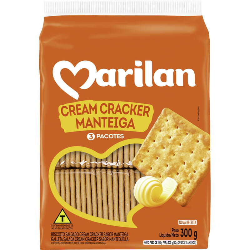 Biscoito Marilan Cream Cracker Manteiga Pacote 300g