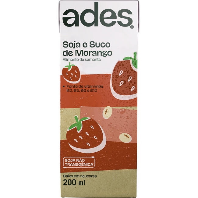 Alimento À Base de Soja Ades Morango 200ml