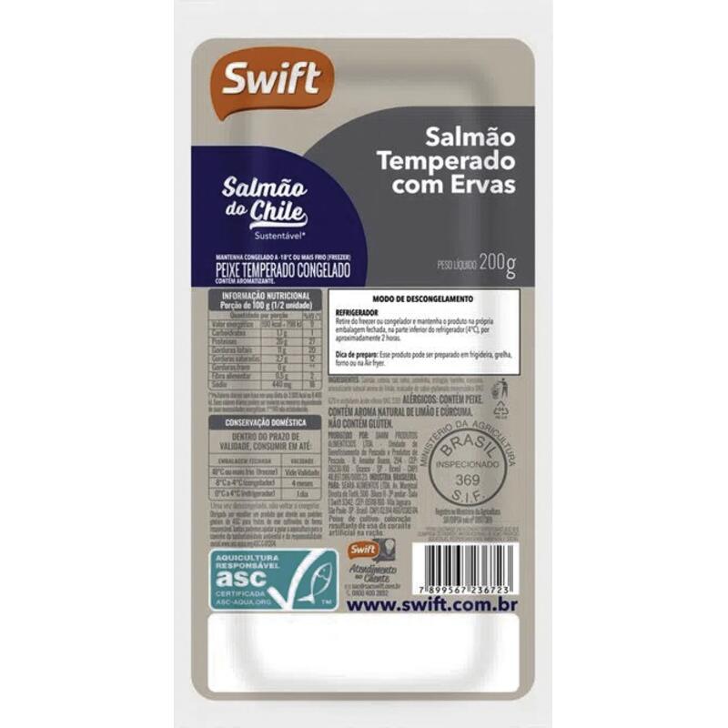 Salmão Temperado Swift Cong Limão e Ervas 200g