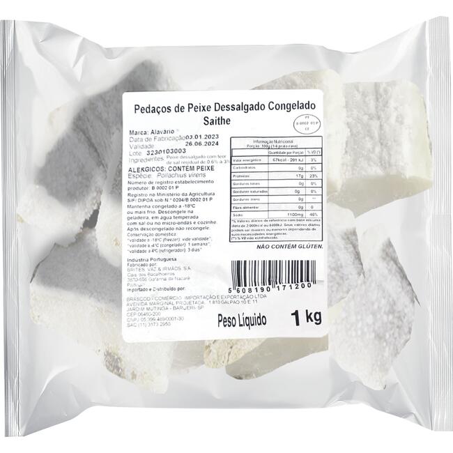 Peixe Saithe Dessalgado Alavário Pedaços 1kg