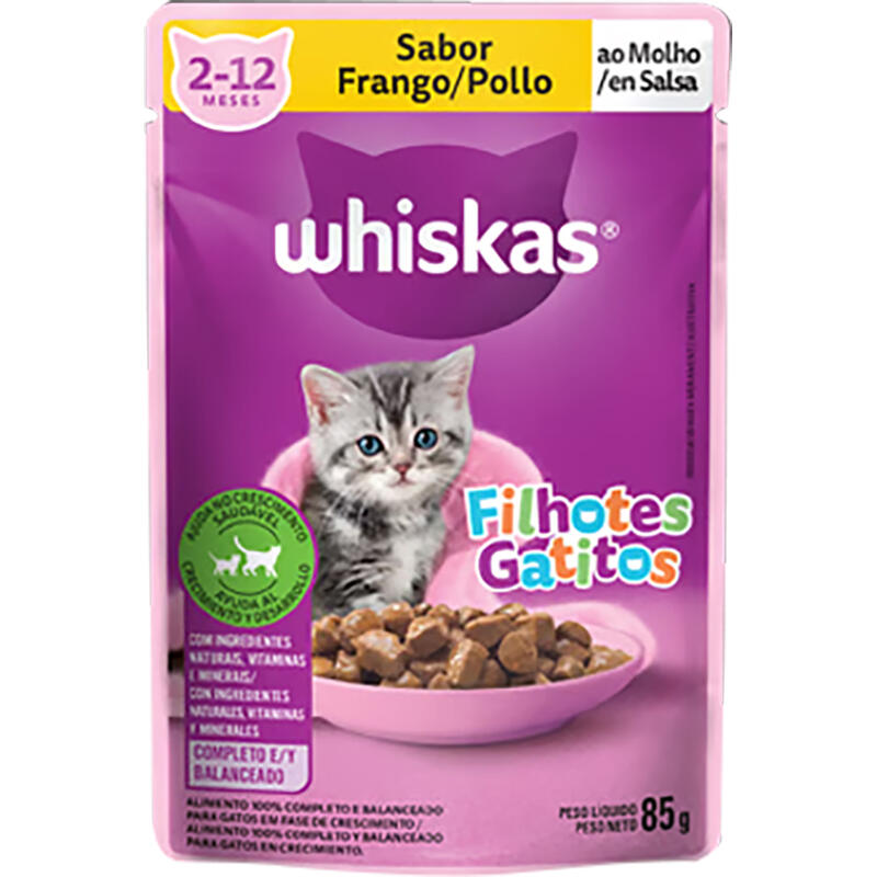 Ração para Gatos Jelly Filhotes Frango ao Molho Whiskas Sachê 85g